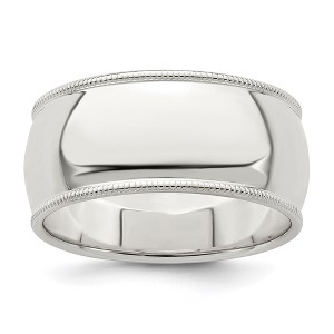 Black Bow Jewelry Men's 9mm Sterling Silver Half Round Milgrain Edge Standard Fit Band - 1 of 4