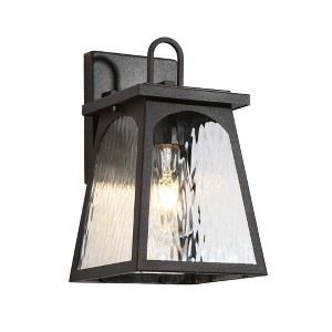 LNC 11" Square Cage Farmhouse Outdoor Pendant Lamp Matte Black: Weather-Resistant, Glass Shade, E26 Socket - 1 of 4