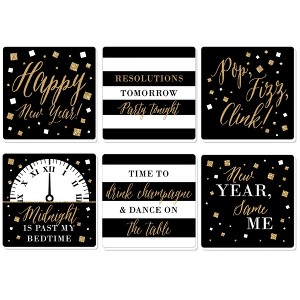 Big Dot of Happiness New Year's Eve - Gold - Funny New Years Eve Party Decorations - Drink Coasters - Set of 6 - 1 of 4