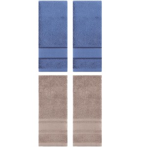 REGALWOVEN 4 Pcs Bathroom Decorative Cotton Soft Absorbent Sold Striped Hand Towel - 1 of 4