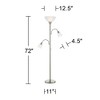 Possini Euro Design Alexei Modern Torchiere Floor Lamp with Side Lights 72" Tall Brushed Nickel White Crackle Glass for Living Room Reading Bedroom - 4 of 4