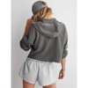Womens Trendy Cropped Tops Boxy Raw Hem Hooded Sweatshirts V Neck Reverse Seam Hoodie Fall Athleisure Lightweight Crop Tops Gym Jogging Outfits - 2 of 4
