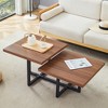 KIGFTSOD Perfectly Integrating Modern and Scandinavian Styles-Dark Walnut Double-Deck Coffee Table - 3 of 4