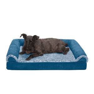 FurHaven Two-Tone Faux Fur & Suede Orthopedic Sofa Dog Bed - 1 of 3
