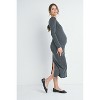 Hello Miz Women's Ribbed Sweetheart Neck Long Sleeve Back Slit Maternity Midi Dress - 2 of 4