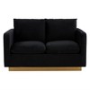 LeisureMod Nervo Mid-Century Modern Upholstered Velvet Loveseat with Gold Frame - 3 of 4