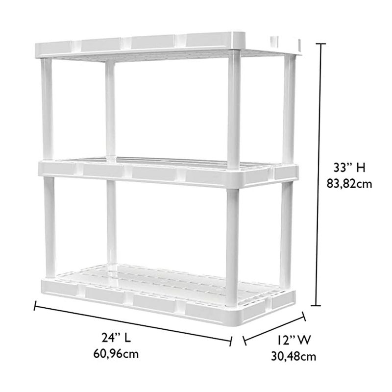 Gracious Living 3 Shelf Knect-A-Shelf Solid Light Duty Storage Unit 24 x 12 x 33" Organizer System for Home, Garage, or Basement, Black, 2 of 7