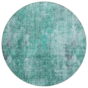 Teal Blue Green And Gray Abstract Washable Indoor Outdoor Area Rug - 1 of 4