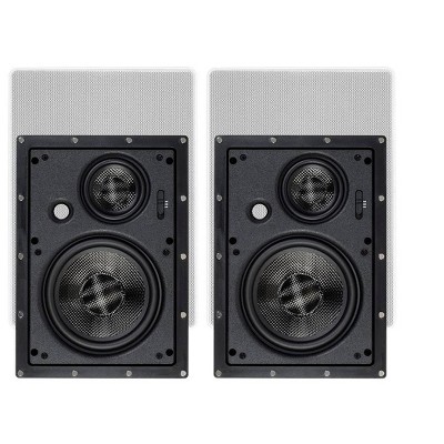 Monoprice 3-Way Carbon Fiber In-Wall Speakers - 6.5 Inch (Pair) With Magnetic Grille - Alpha Series