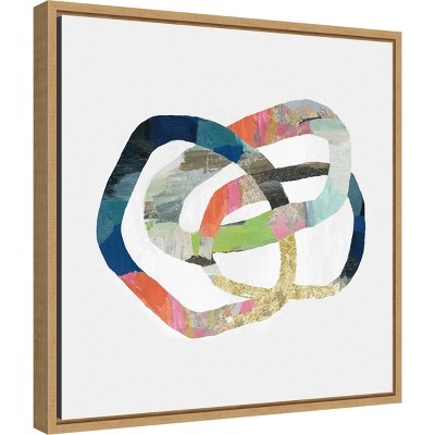16" x 16" Multicolor Abstract Rings Canvas Wall Art with Polystyrene Frame