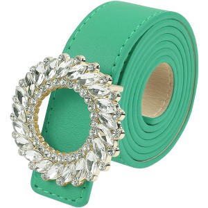 INSPIRE CHIC Women's Faux Leather Belt Fashion Ladies Belt with Rhinestone Buckle for Jeans Pants - 1 of 4
