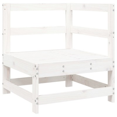 vidaXL Garden Corner Sofa White Solid pinewood, Plywood Medium Modular