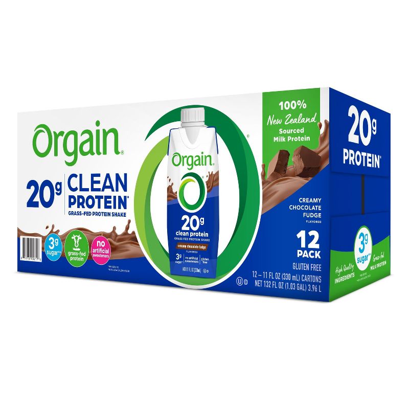 Orgain Clean Grass-Fed Protein Shake - Creamy Chocolate Fudge - 12ct, 2 of 12