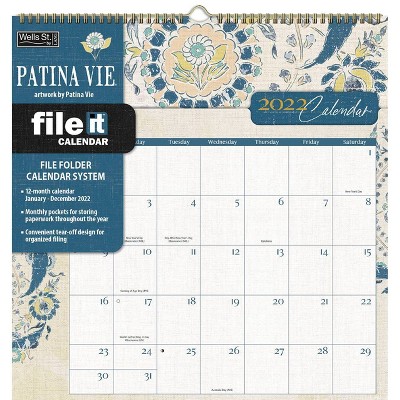 2022 File-It Wall Calendar 12 Month 11.75"x12" Patina Vie - Well St. by Lang