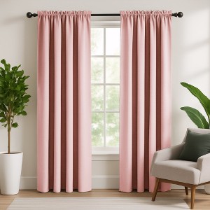 Deconovo-SolidBlackout-RodCurtains-2Panels - 1 of 4
