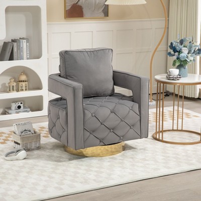 CAVINAS Swivel Accent Chair Modern Armchair Side Chair with Tufted Button for Living Room, Bedroom