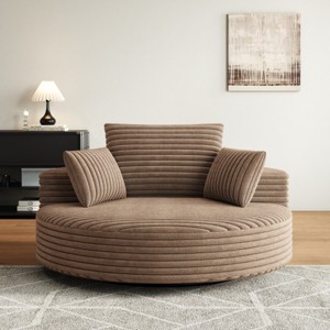 55'' Corduroy Chenille Swivel Sleeper Chair with Backrest Pillows for Living Room & Bedroom-Cuddlewood - 1 of 4