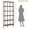 Homhougo 6 Tier Bookshelf, Tall Bookcase, Oval Vintage Bookshelf Industrial Wood and Black Metal Bookshelves Display Shelf Storage, Brown - 2 of 4