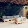 vidaXL 9 Piece Patio Lounge Set with Gray Cushions Solid Pinewood - Brown and Gray - 2 of 4