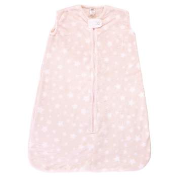 Hudson Baby Infant Girl Plush Sleeping Bag, Sack, Blanket, Pink Star