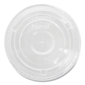 Karat PET Lids, Flat with Straw Slot, Fits 12 oz to 24 oz Cold Cups, Plastic, Clear, 1,000/Carton - 1 of 4