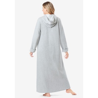 Heather Grey Long Hooded Fleece Sweatshirt Robe