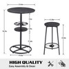 VECELO 3-Piece Bar Table Set Round Counter Height Table and Chair with Wine Rack Brown/Black - 3 of 4