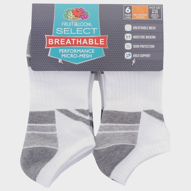 Fruit of the Loom Men's 6pk Breathable Performance No Show Socks - 6-12, 3 of 8