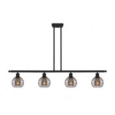 Rochester - 4 Light Stem Hung Island In Industrial Style-8.38 Inches Tall and 48 Inches Wide