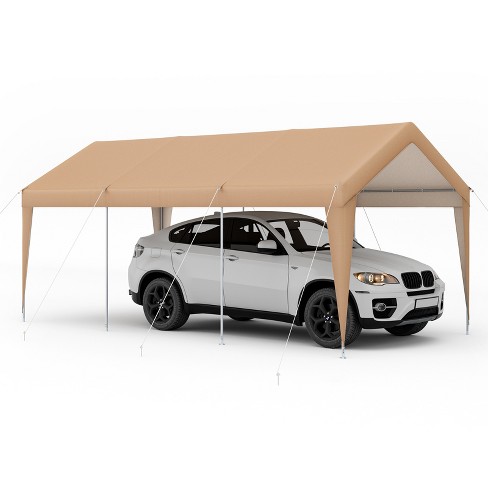 Costway 10' x 16' Carport Car Canopy Shelter Heavy Duty Outdoor Portable  Garage W/Doors