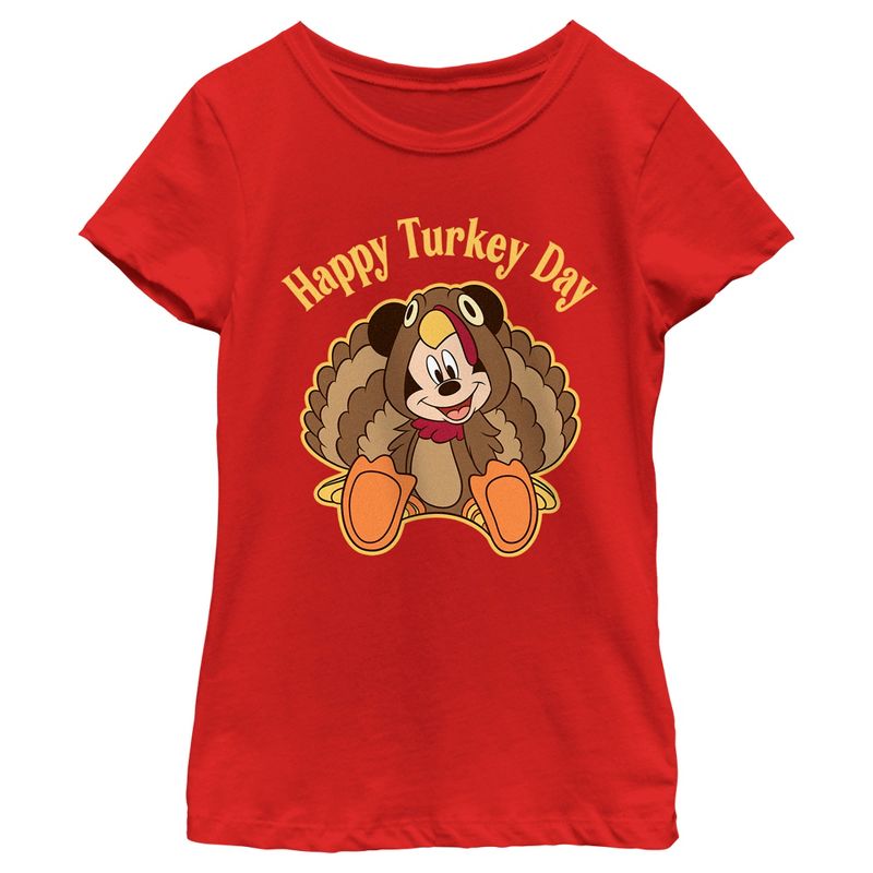 Girl's Disney Mickey Mouse Happy Turkey Day T-Shirt, 1 of 6