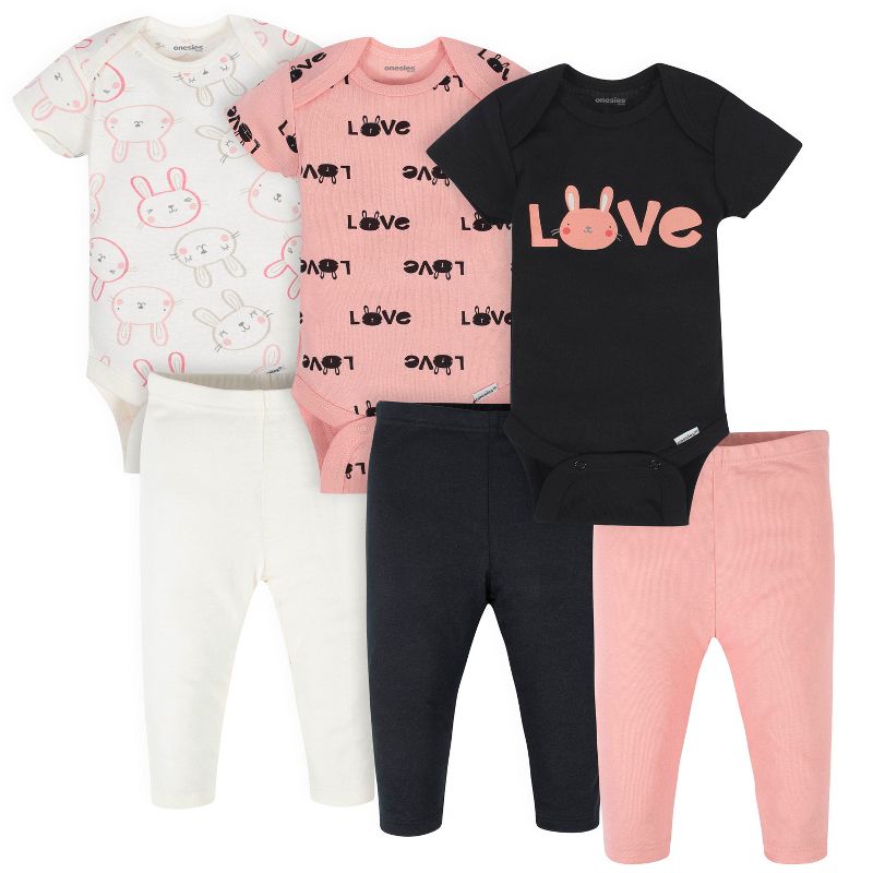 Onesies® Brand Baby Girls' Bodysuits & Pants 6-Piece Set, 1 of 10
