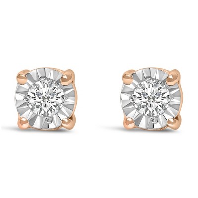 Silver 1/10 Cttw Round Lab Grown Diamond Miracle-Set Stud Earrings