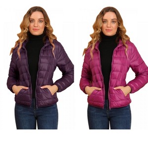 INSPIRE CHIC Women's Hooded Packable Thickened Short Down Puffer Jacket 2 Packs - 1 of 4