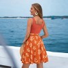 Women's Rust Orange Floral Print Tank Dress with Tie Waist - Cupshe - 4 of 4