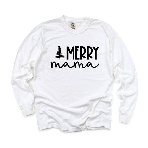 Simply Sage Market Women's Merry Mama Tree Long Sleeve Garment Dyed Tee - 1 of 4