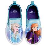 Frozen Elsa Anna Girls No Lace Shoes - Kids Disney Character Loafer Low top SlipOn Casual Tennis Canvas Sneakers (size 5-12 toddler - little kid)