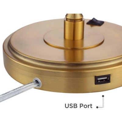 Adjustable Antique Gold Metal Desk Lamps with USB Ports, Set of 2