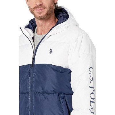 U.S. Polo Assn. U.S. Polo Assn. Men's Colorblock Padded Winter Puffer Jacket White Medium — фото 3