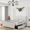 Okak Platform Bed Frame Upholstered Bed with Adjustable Height Headboard and USB Charger Music Speaker Star Projector 4 drawers Noise-Free - 3 of 4