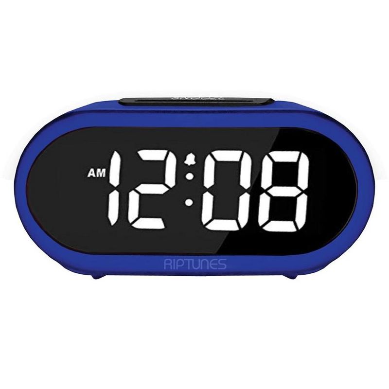 Riptunes Digital Alarm Clock with 5 Alarm Sounds - Blue, 1 of 5
