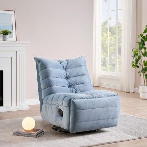 Modern Lounge Chair with Side Pocket 220lbs Load Capacity Comfy Seating Velvet Lazy Chair for Home Office Living Room Dorm Room Bedroom Lake Blue - 1 of 4