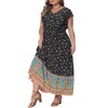 Agnes Orinda Women's Plus Size Floral V Neck Ruffle Sleeve Beach Casual Boho Maxi A Line Dresses - 2 of 4