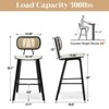 Bekrvio 26" Counter Height Bar Stools-Mid Century Modern Wood Frame,PU Leather Upholstered with Rattan Back, Kitchen Island Counter Stools - 2 of 4