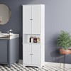 HOMCOM Tall Narrow Bathroom Storage Cabinet with Doors and Shelf Adjustability, Freestanding Bathroom Linen Cabinet, Bathroom Floor Cabinet - 2 of 4