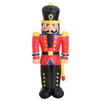 HOMCOM 6ft Christmas Inflatable Nutcracker Toy Soldier, Outdoor Blow-Up Yard Decoration with LED Lights Display