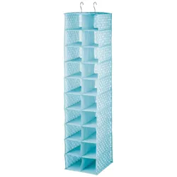 mDesign Kid Fabric Over Closet Rod Hanging Storage, 20 Shelf - Blue/White