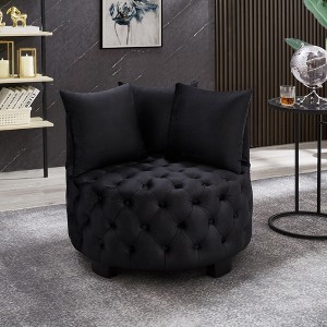 30.5" Velvet Upholstered Tufted Accent Leisure Chair with Round Back and 3 Cushions, Contemporary Club Chair for Living Room - 1 of 4