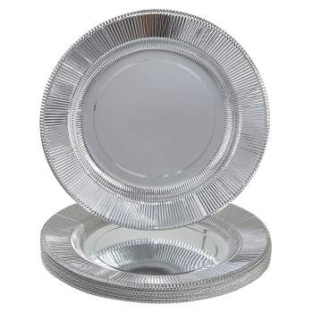 Silver Spoons Heavy Duty Disposable Plates - Paper Plates - Metallic Party Plates - Ruffled Collection