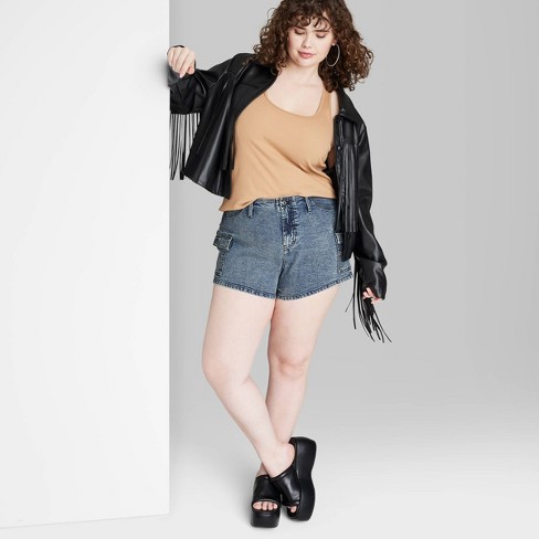 Women's Low-rise Cargo Utility Jean Shorts - Wild Fable™ Medium Wash 17 :  Target
